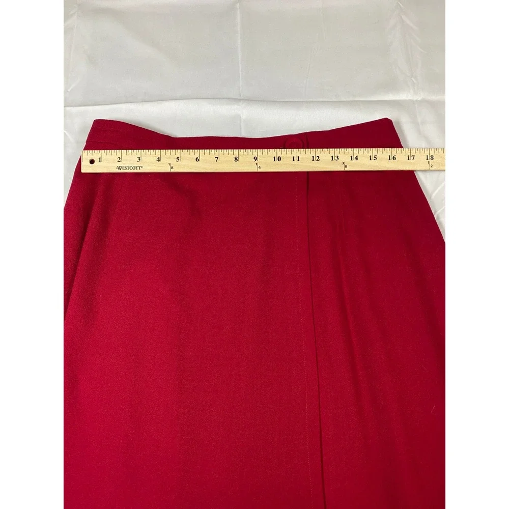 Trio New York Red 100% Wool Wrap Mini Skirt Vintage Size 14 Style 912 High Waist